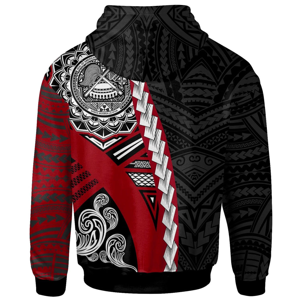 American Samoa Polynesian Custom Hoodie Wave Tattoo 2