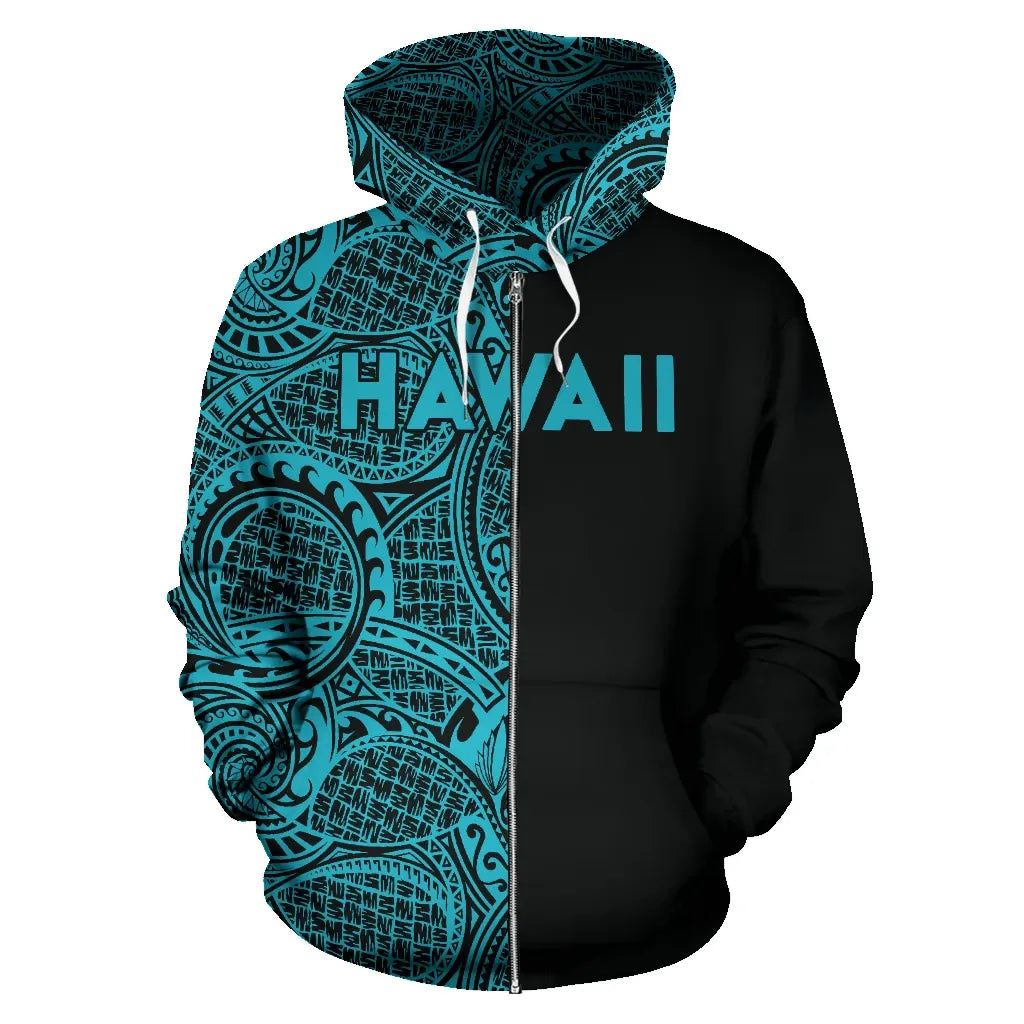 Polynesian Pride Hoodie Polynesian Madame Pele Kanaka Hawaii Zip Hoodie The Half Blue