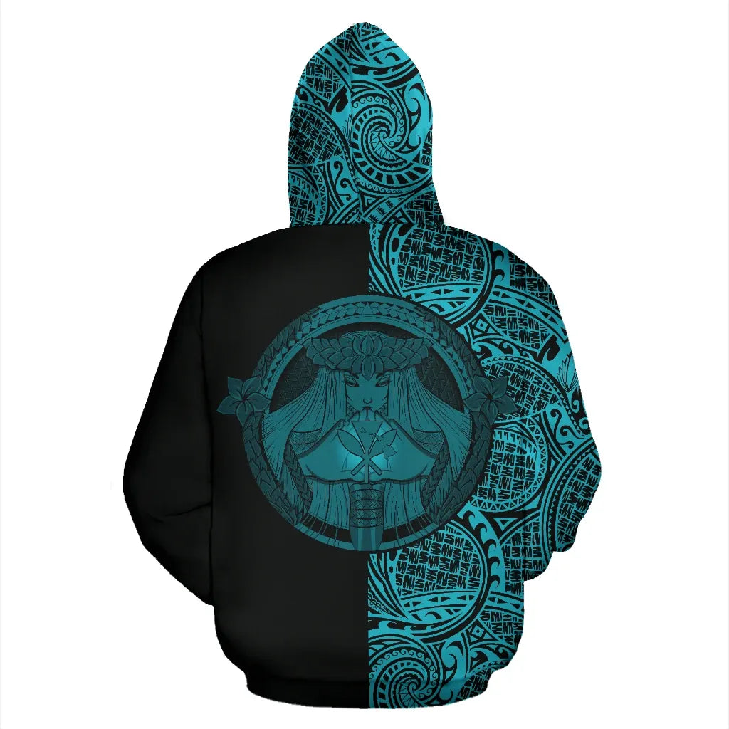 Polynesian Pride Hoodie Polynesian Madame Pele Kanaka Hawaii Zip Hoodie The Half Blue