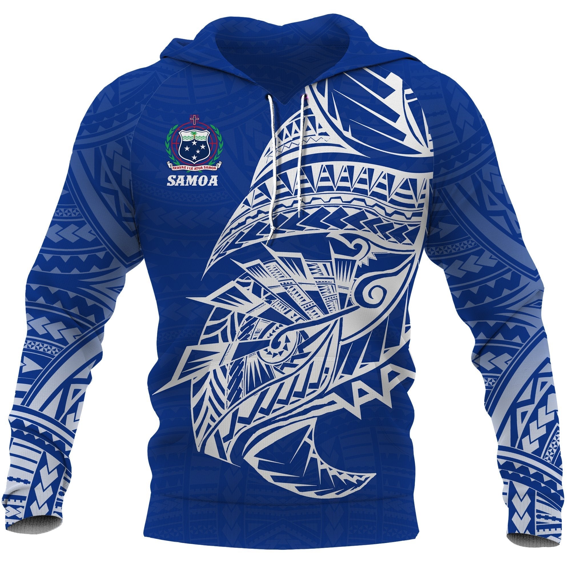 Samoa Rugby Hoodie Samoa Coat of Arms Polynesian Tattoo Style