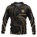Philippines Hoodie Gold Tribal Wave