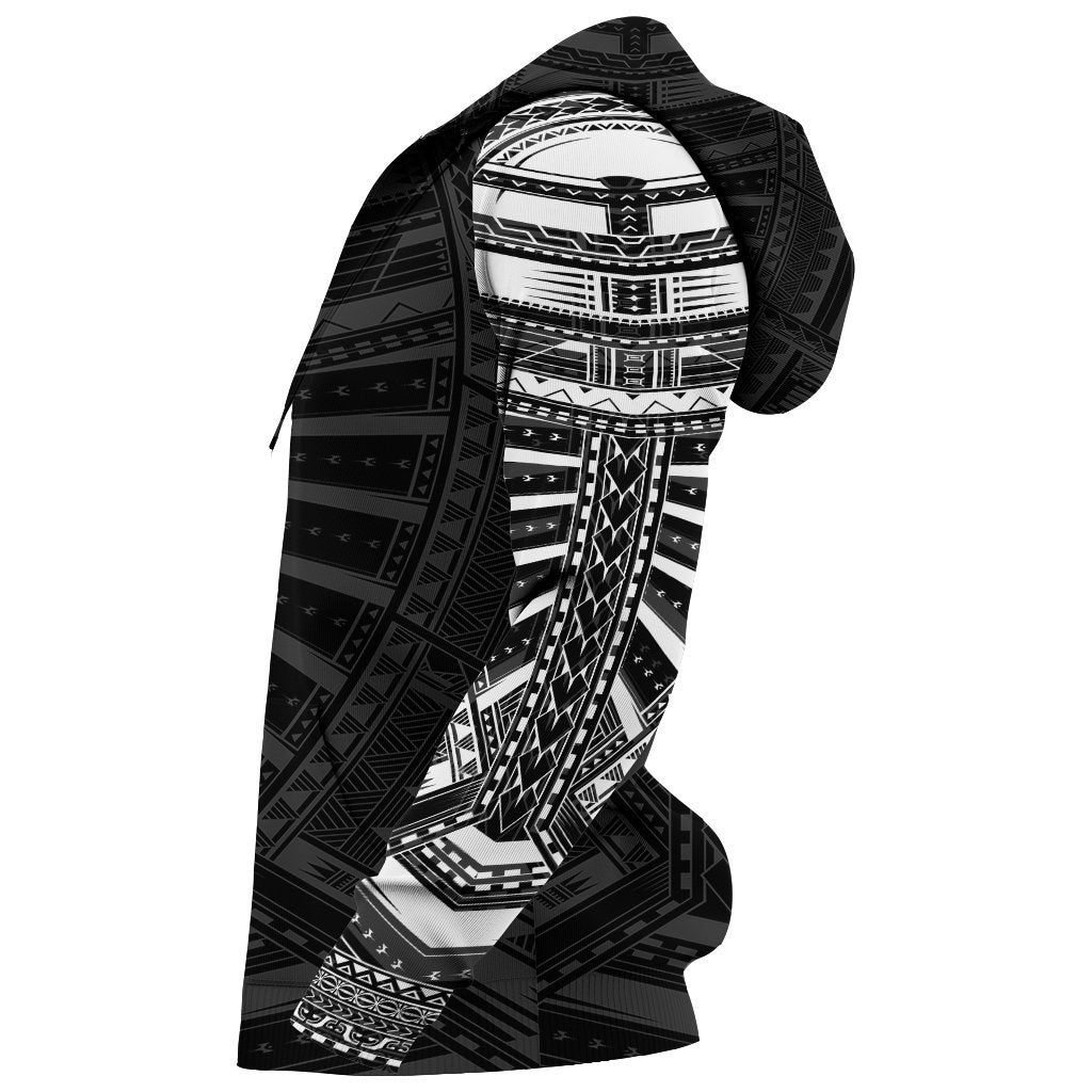New Zealand Zip up Hoodie, Maori Samoan Polynesian Tattoo Zipper Hoodie White