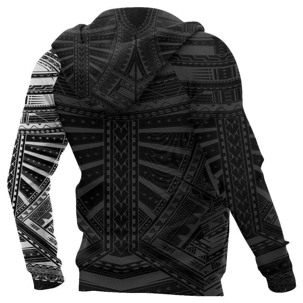New Zealand Zip up Hoodie, Maori Samoan Polynesian Tattoo Zipper Hoodie White