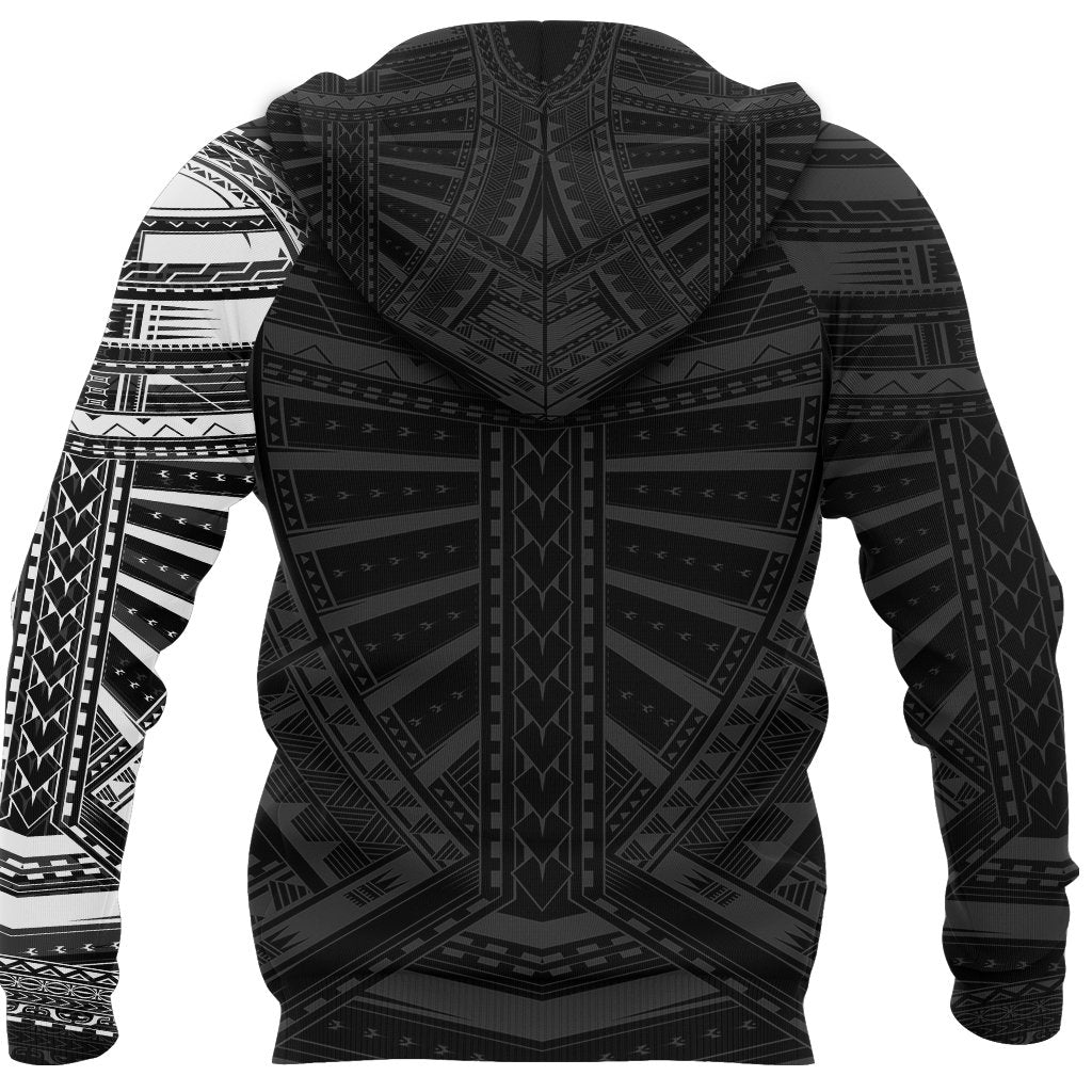 New Zealand Zip up Hoodie, Maori Samoan Polynesian Tattoo Zipper Hoodie White
