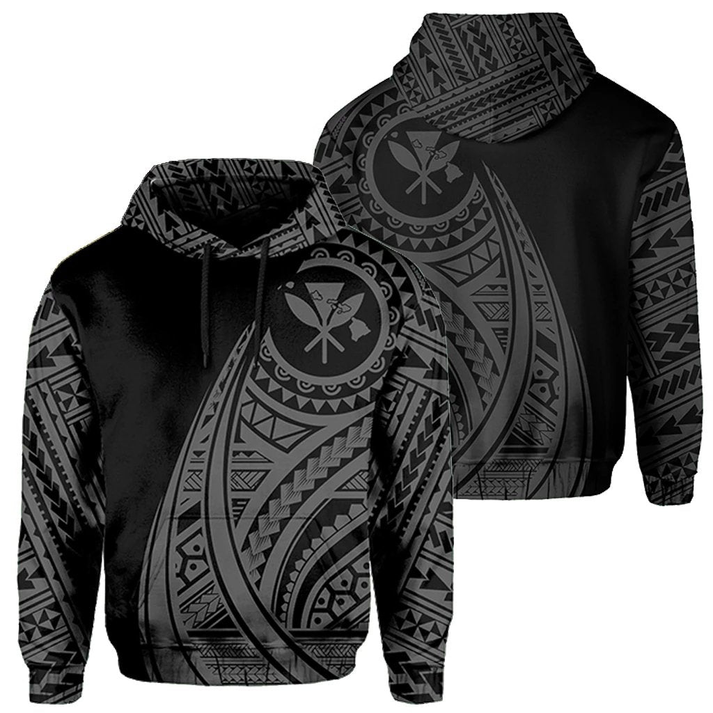 Hawaii Kanaka Polynesian Hoodie Tatoo Style Grey