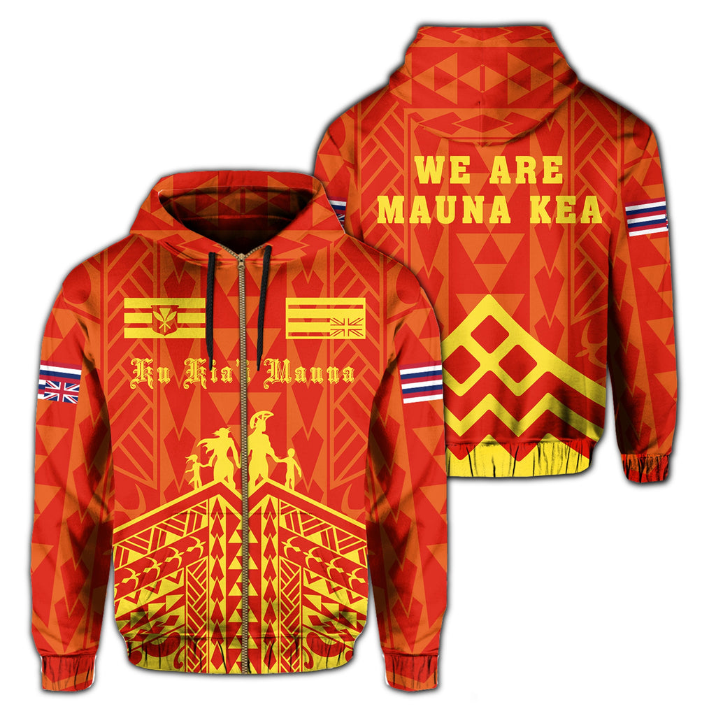 Polynesian Mauna Kea Ku Kiai Mauna Flag of Hawaii Zip Hoodie