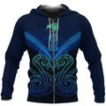 Maori Manaia New Zealand Zip up Hoodie Blue