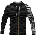 New Zealand Zip up Hoodie, Maori Samoan Polynesian Tattoo Zipper Hoodie White