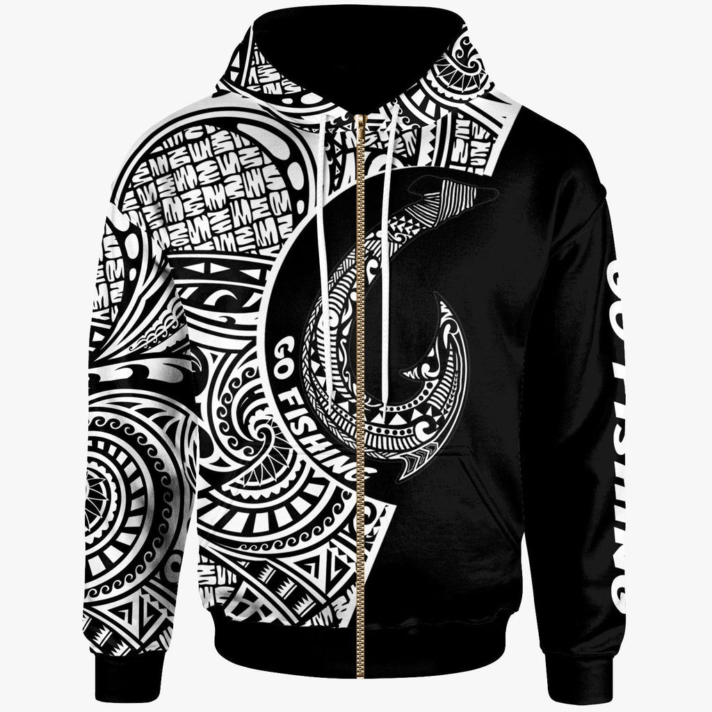 Guam Zip All Over Print Hoodie Hook Tattoo Black Color