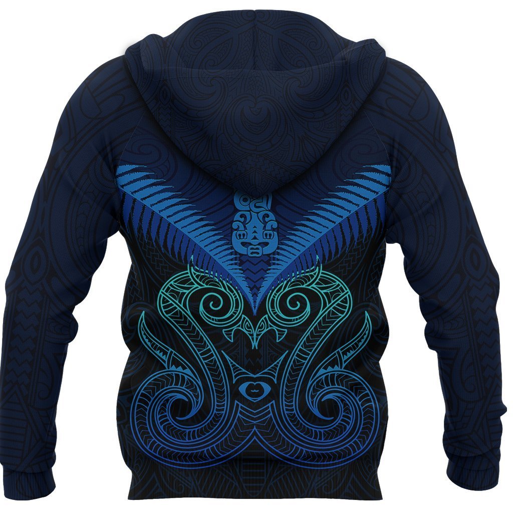 Maori Manaia New Zealand Zip up Hoodie Blue