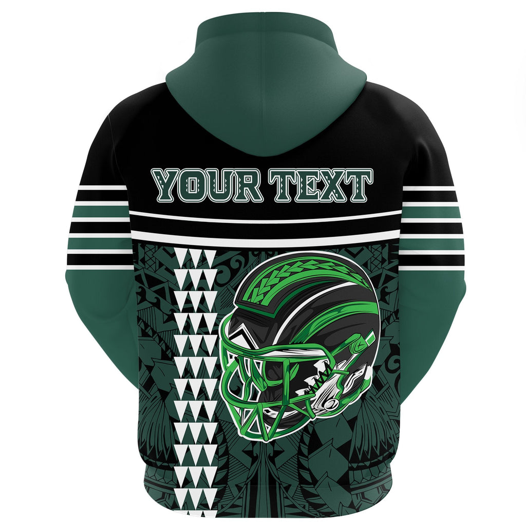 Custom Hawaii Kakau Polynesian Warrior Football Zip Hoodie Rainbow Style