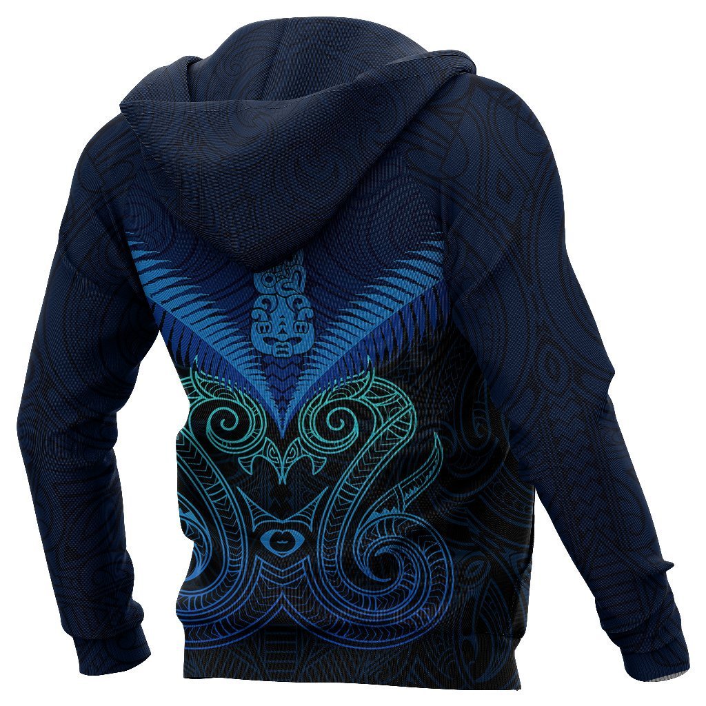 Maori Manaia New Zealand Zip up Hoodie Blue