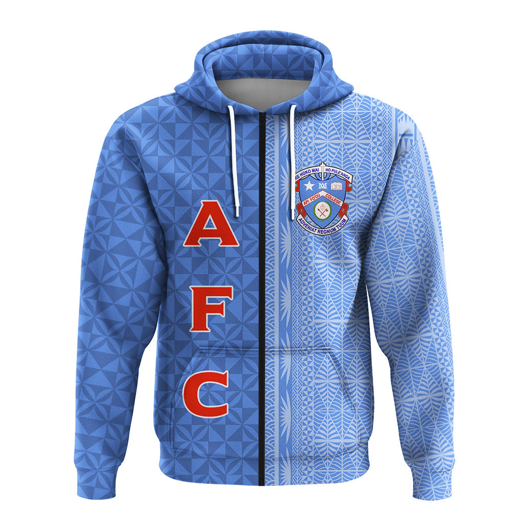 Custom Tonga Apifoou College Zip up Hoodie Tongan Tribal LT12