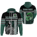 Custom Hawaii Kakau Polynesian Warrior Football Zip Hoodie Rainbow Style
