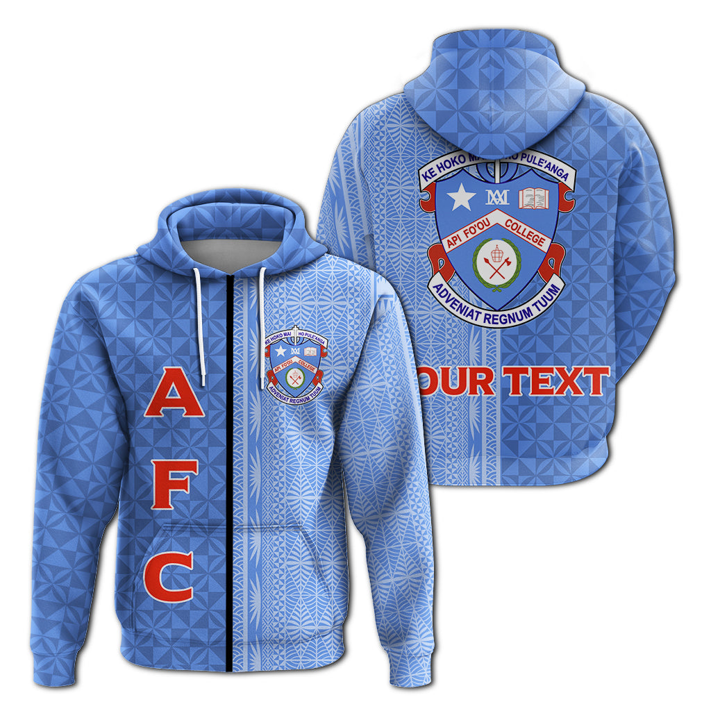 Custom Tonga Apifoou College Zip up Hoodie Tongan Tribal LT12