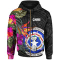 Northern Mariana Islands Zip Hoodie Saipan Hibiscus Polynesian Pattern