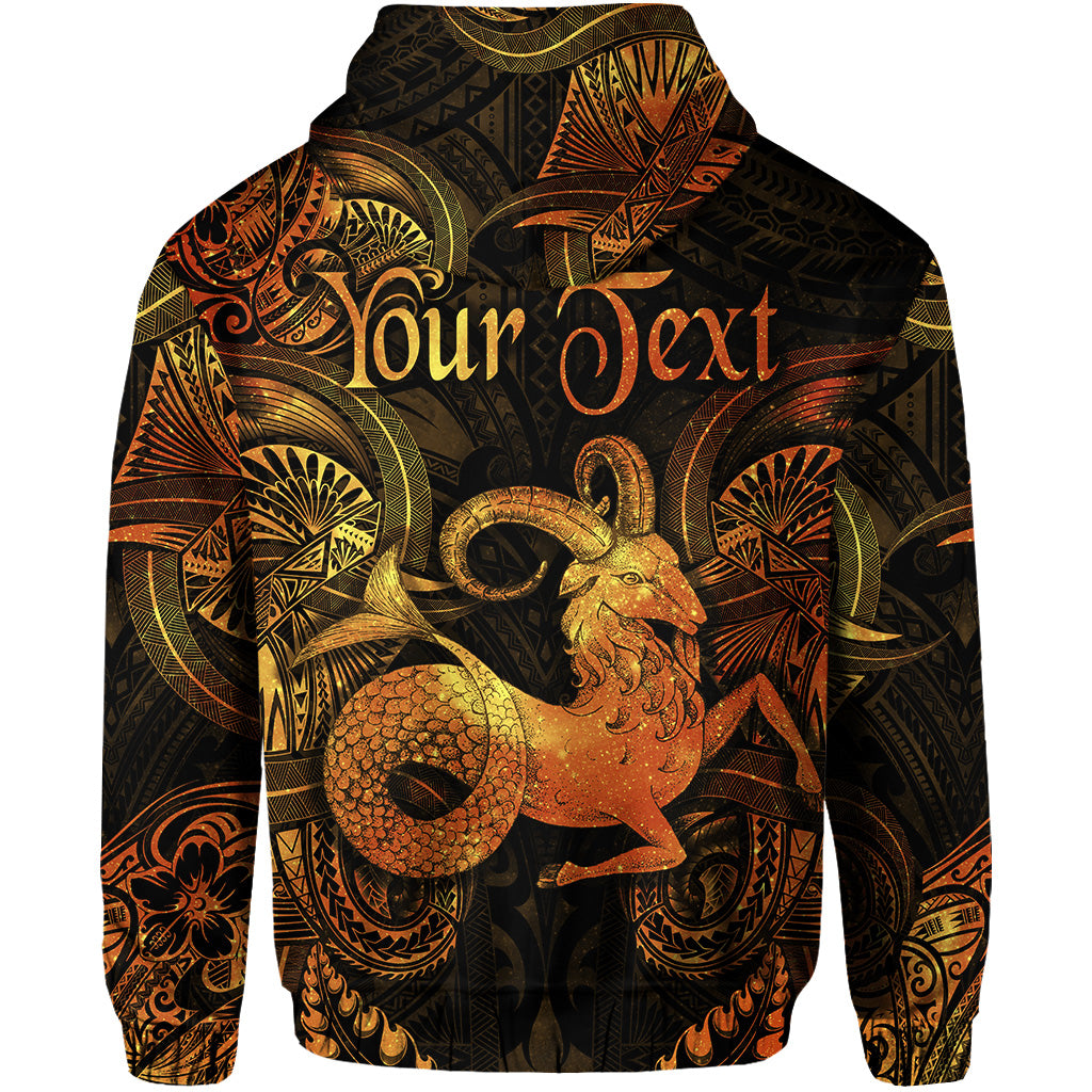 Custom Capricorn Zodiac Polynesian Zip Hoodie Unique Style Gold LT8