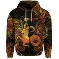 Custom Capricorn Zodiac Polynesian Zip Hoodie Unique Style Gold LT8