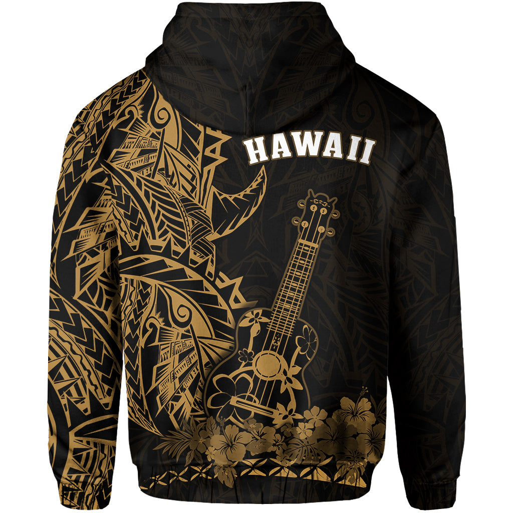 Hawaii Polynesian Zip Hoodie Ukulele Gold LT13