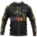 Hawaii Map Zip up Hoodie Symbol Style