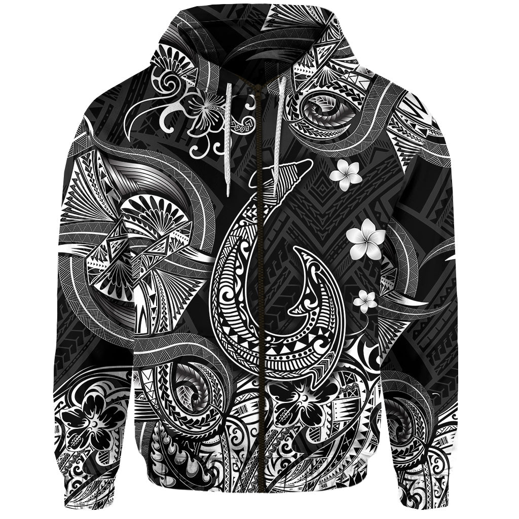 Custom Hawaii Fish Hook Polynesian Zip Hoodie Unique Style Black LT8