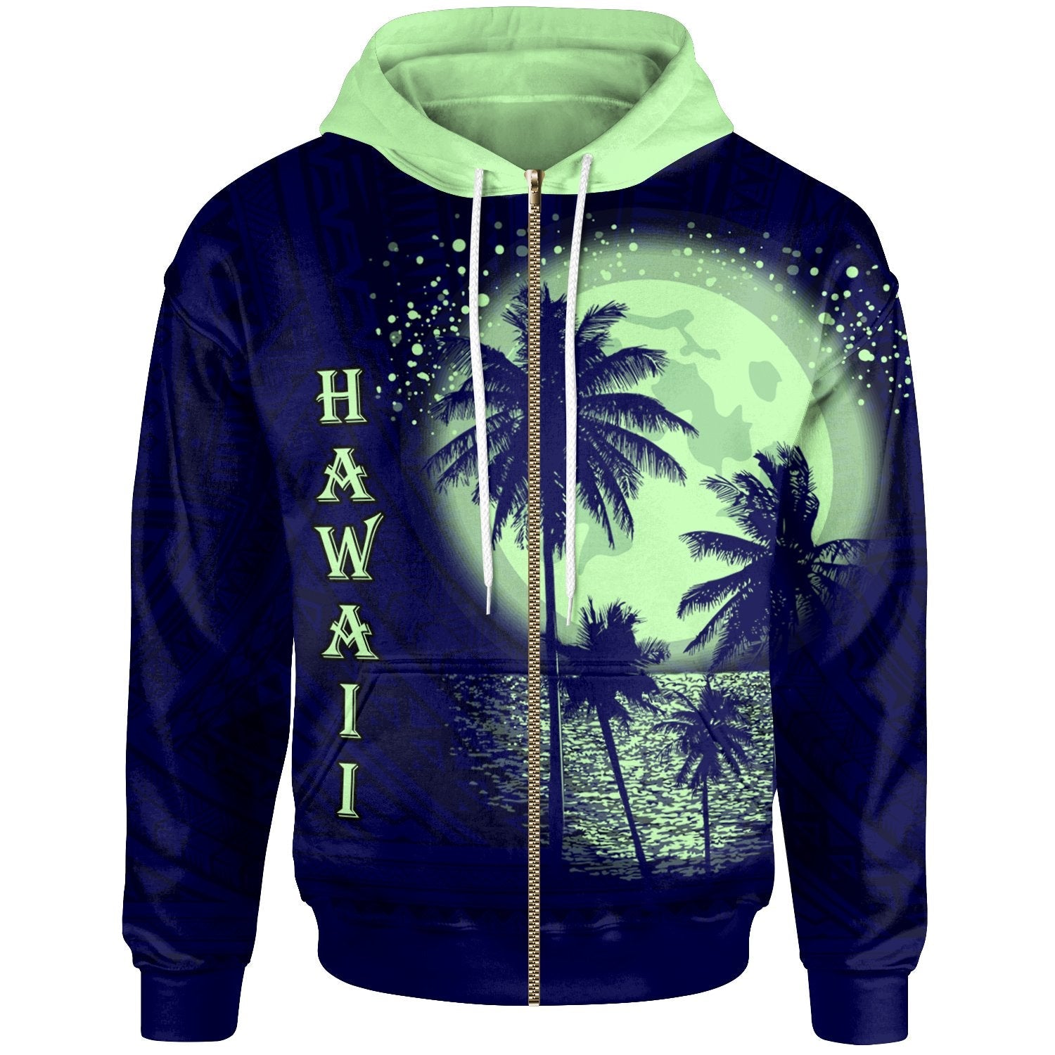 Hawaii Zip up Hoodie The Sea At Night