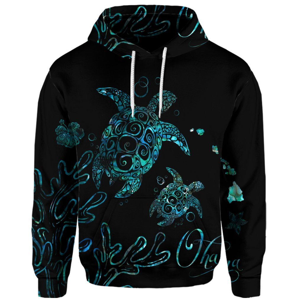 Custom Hawaii Turtle Ohana Paua Shell Hoodie