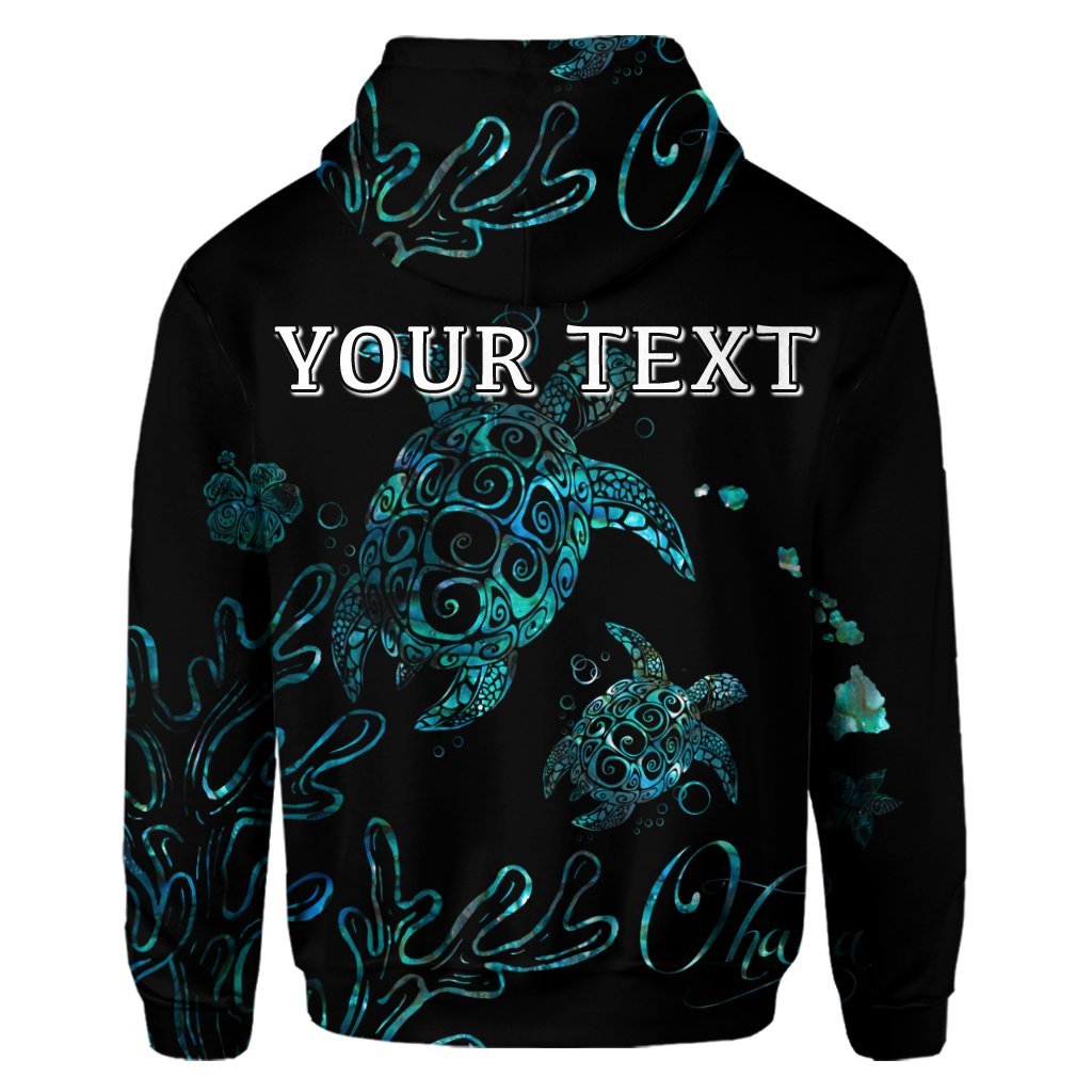 Custom Hawaii Turtle Ohana Paua Shell Hoodie