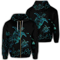 Hawaii Turtle Ohana Paua Shell Zip Hoodie