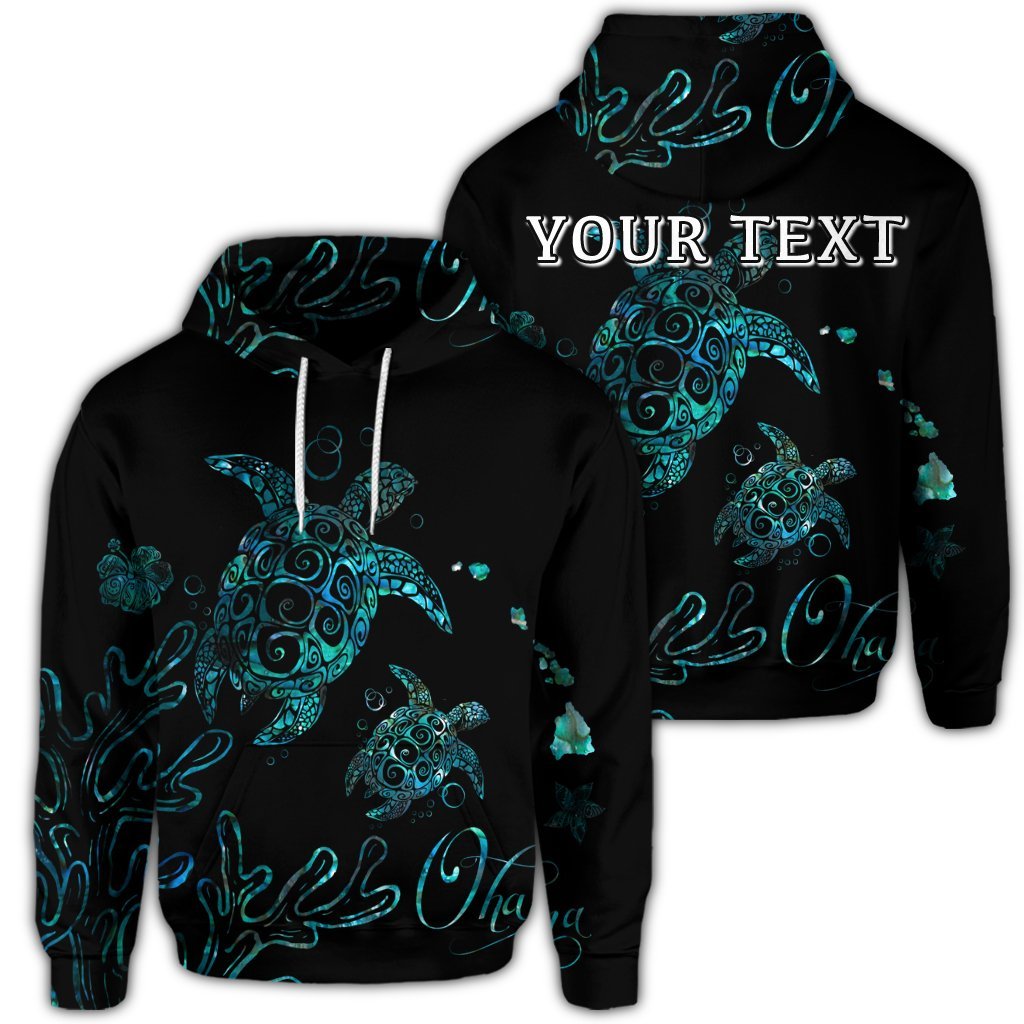 Custom Hawaii Turtle Ohana Paua Shell Hoodie