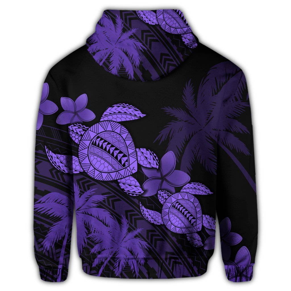 Hawaii Turtle Plumeria Coconut Tree Polynesian Zip Hoodie Purple