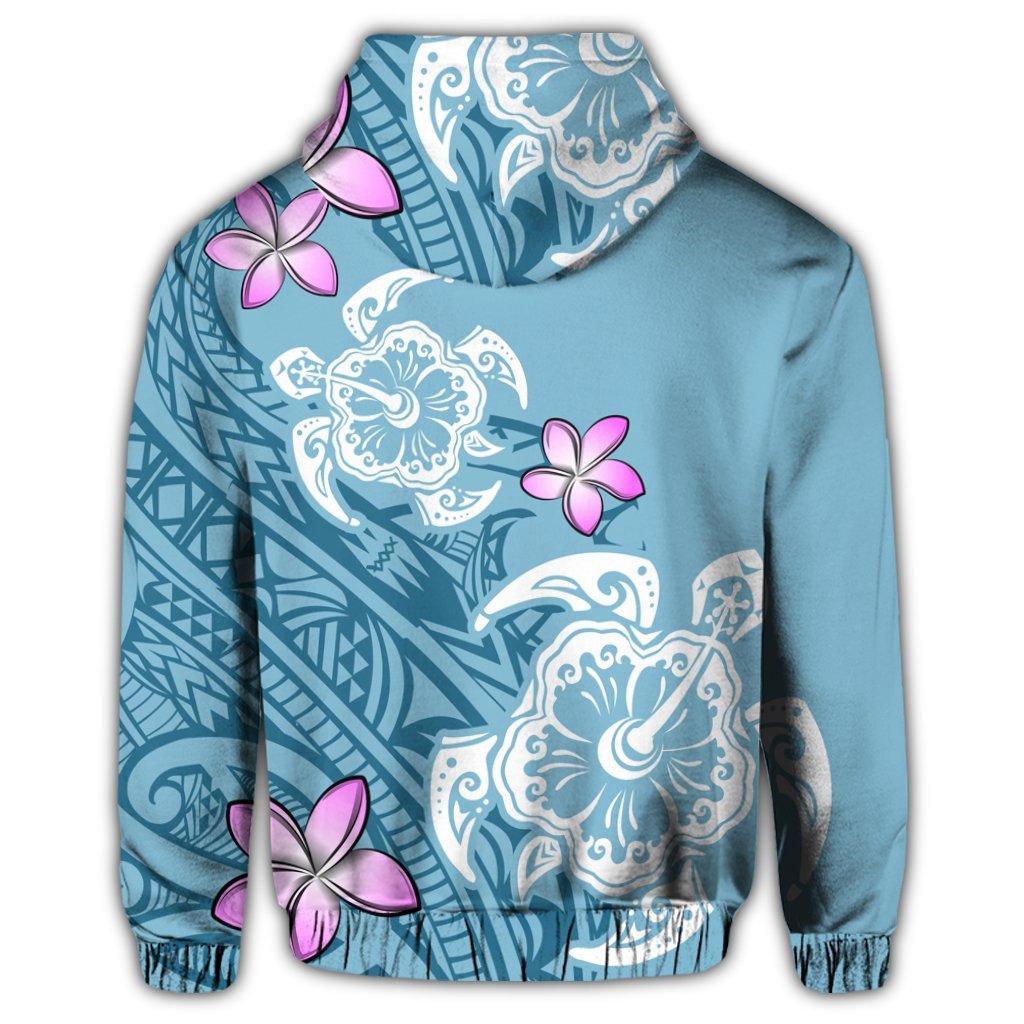 Hawaii Turtle Plumeria Polynesian Simple Zip Hoodie