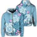 Hawaii Turtle Plumeria Polynesian Simple Zip Hoodie