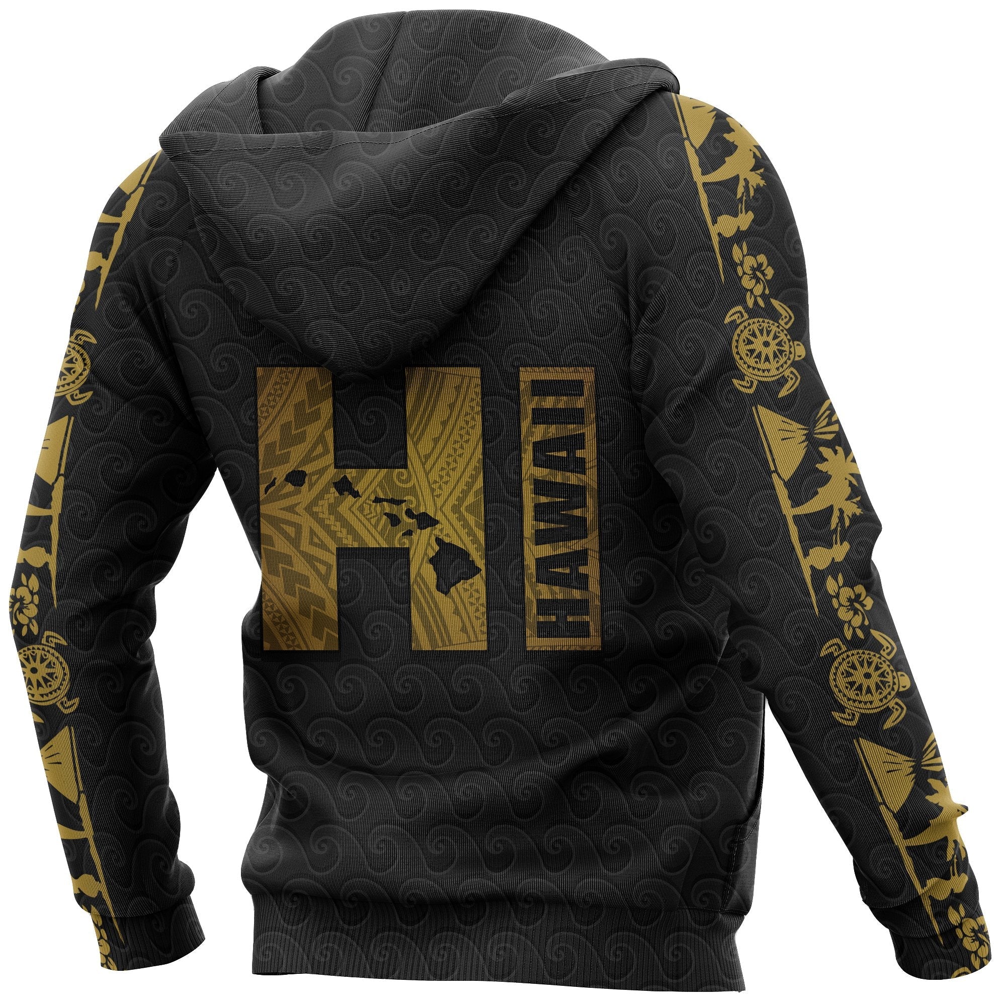 Hawaii Map Zip up Hoodie Symbol Style