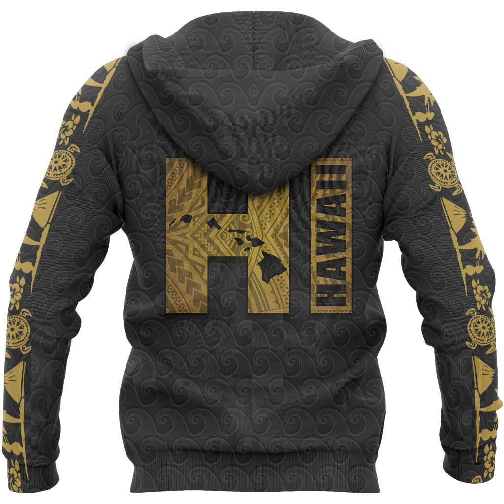 Hawaii Map Zip up Hoodie Symbol Style
