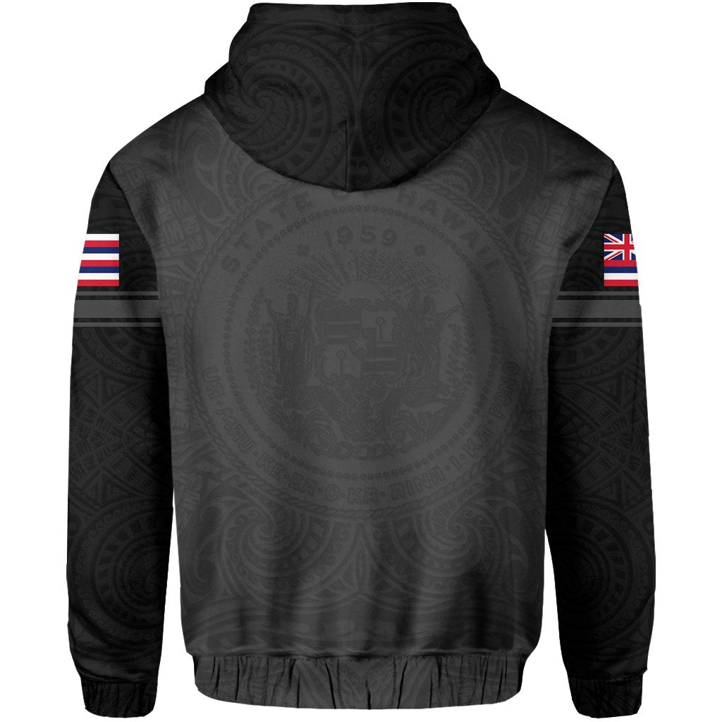 Polynesian Flag Seal of Hawaii Zip Hoodie Gray