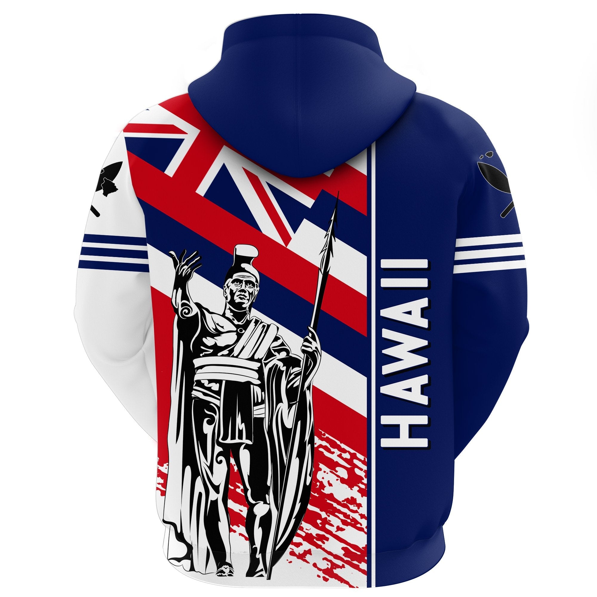 Hawaii Hoodiean Kanaka Hoodie Flag Nation Quarter Style White