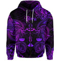 Libra Zodiac Polynesian Zip Hoodie Unique Style Purple LT8