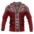 Tonga Polynesian All Over Zip up Hoodie Tongan Ngatu Pattern