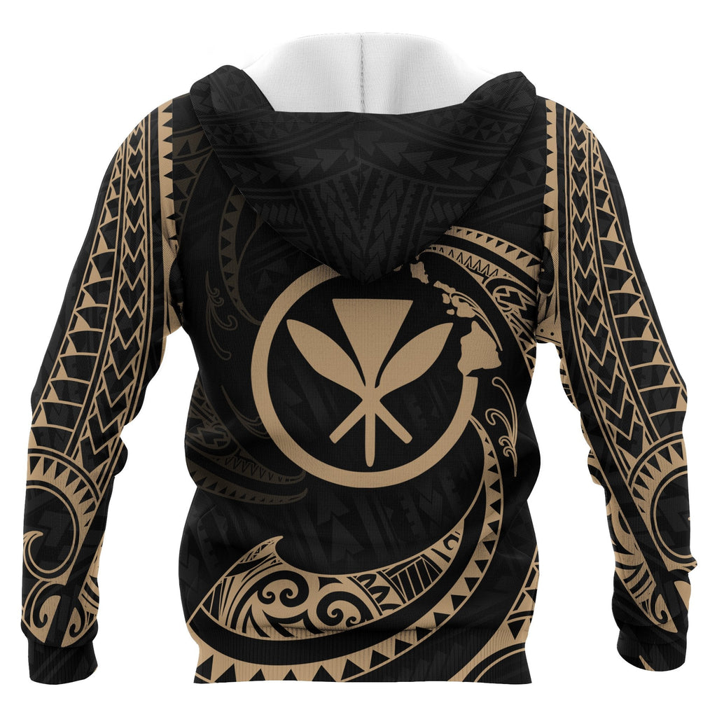 Hawaii Polynesian Hoodie Gold Tribal Wave