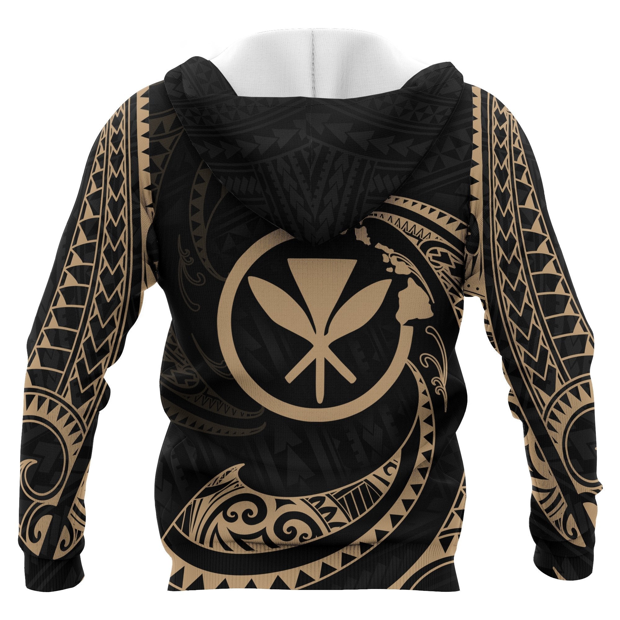 Hawaii Polynesian Hoodie Gold Tribal Wave