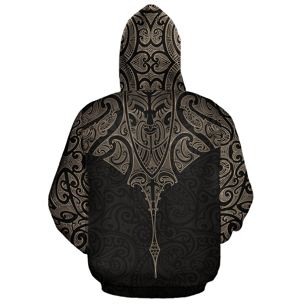 New Zealand Hoodie Manta Maori Ta Moko Gold