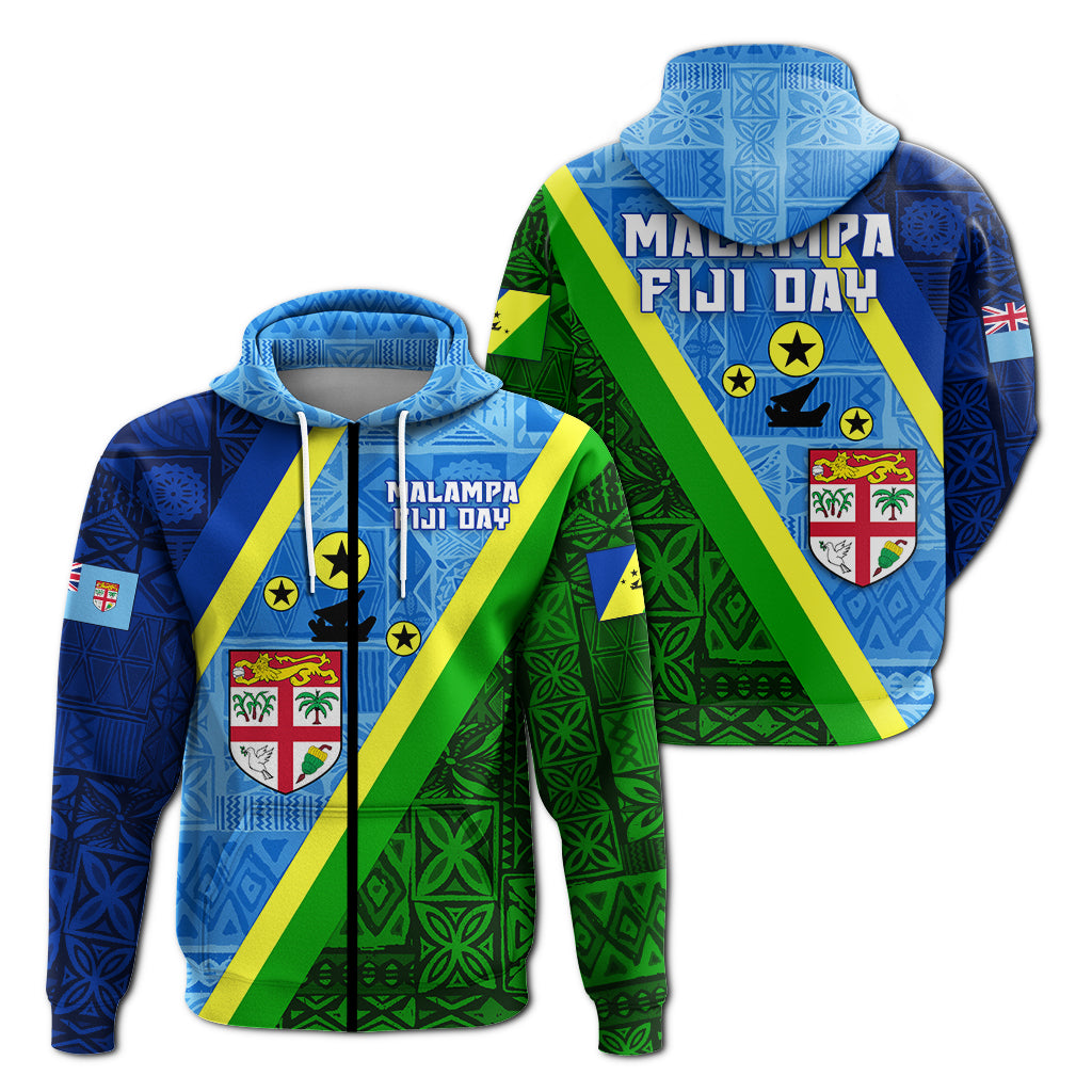Vanuatu Malampa Fiji Day Zip Hoodie Combine Flag Design LT4