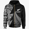 New Zealand Rugby Zip Hoodie Aotearoa Maori Style