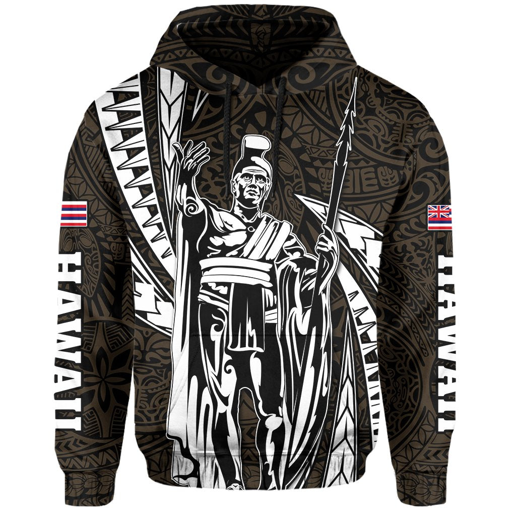 Polynesian King Hawaiian Style Tribal Tattoo Gold Hoodie Mega Style