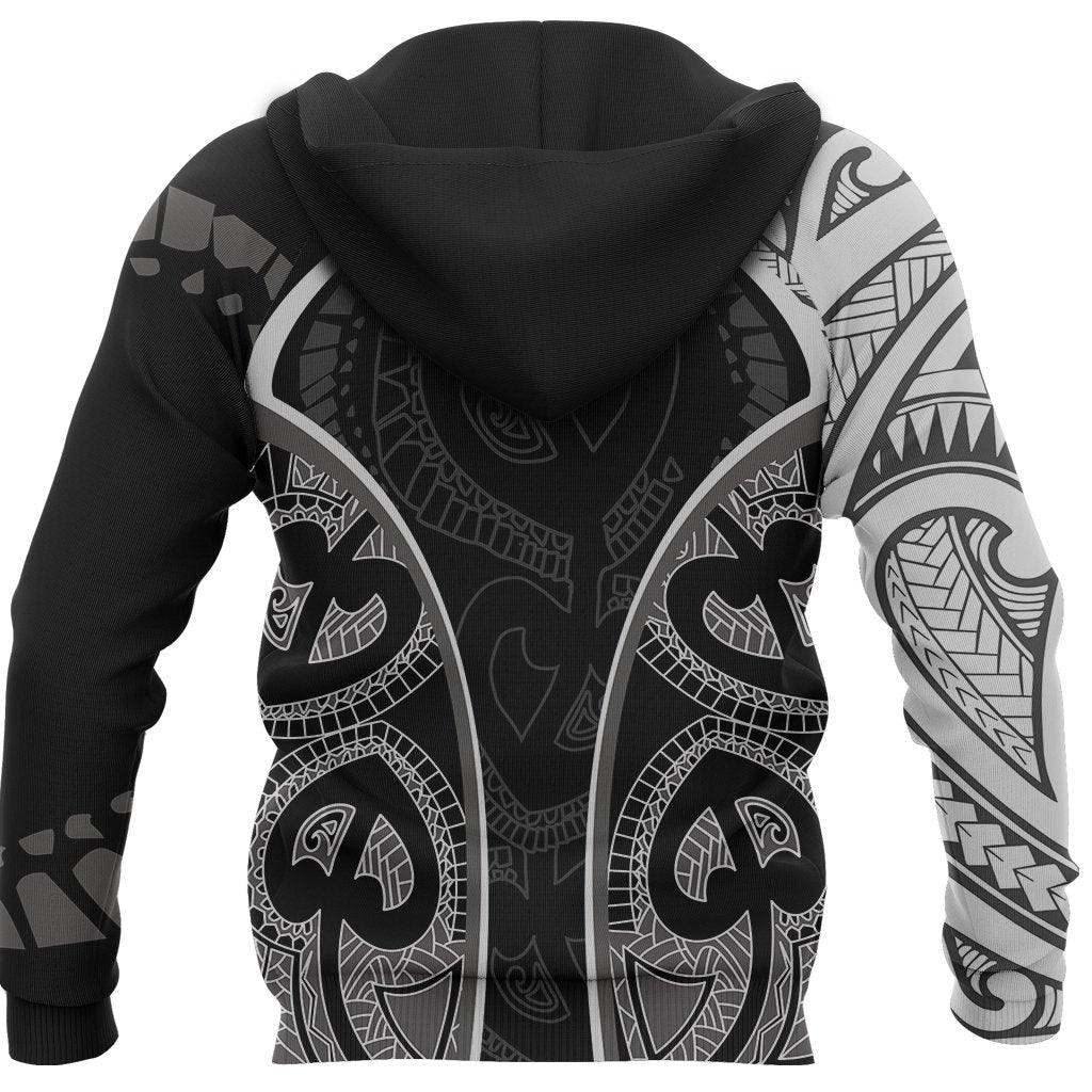 Maori Ta Moko Tattoo Zip Hoodie, Rugby Full Zip Hoodie