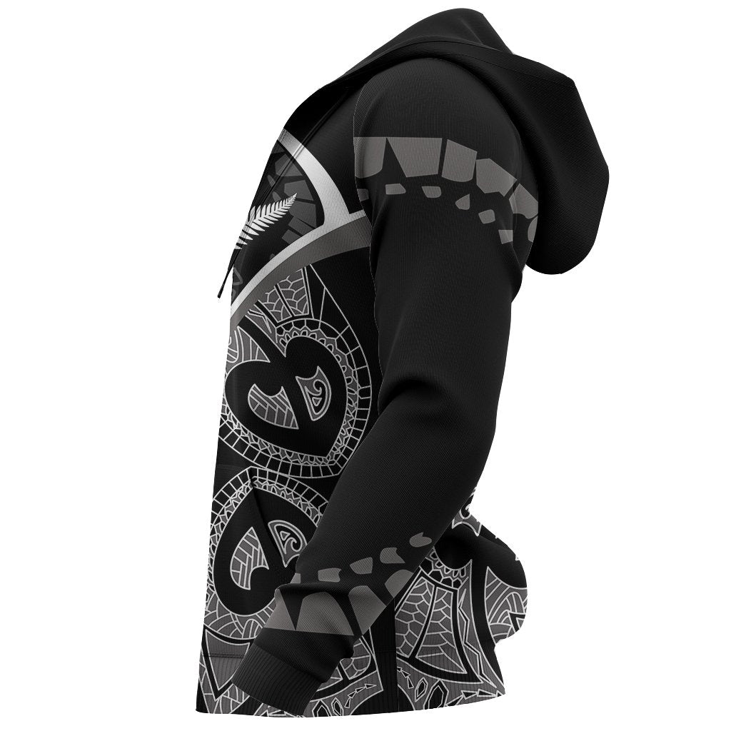 Maori Ta Moko Tattoo Zip Hoodie, Rugby Full Zip Hoodie