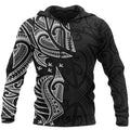 New Zealand Maori Hoodie, Ta Moko Tattoo Pullover Hoodie White
