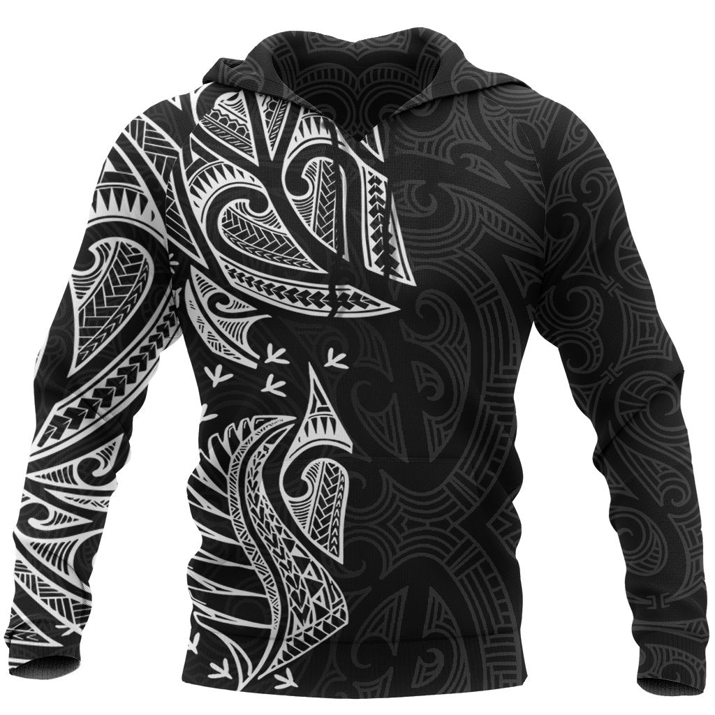 New Zealand Maori Hoodie, Ta Moko Tattoo Pullover Hoodie White