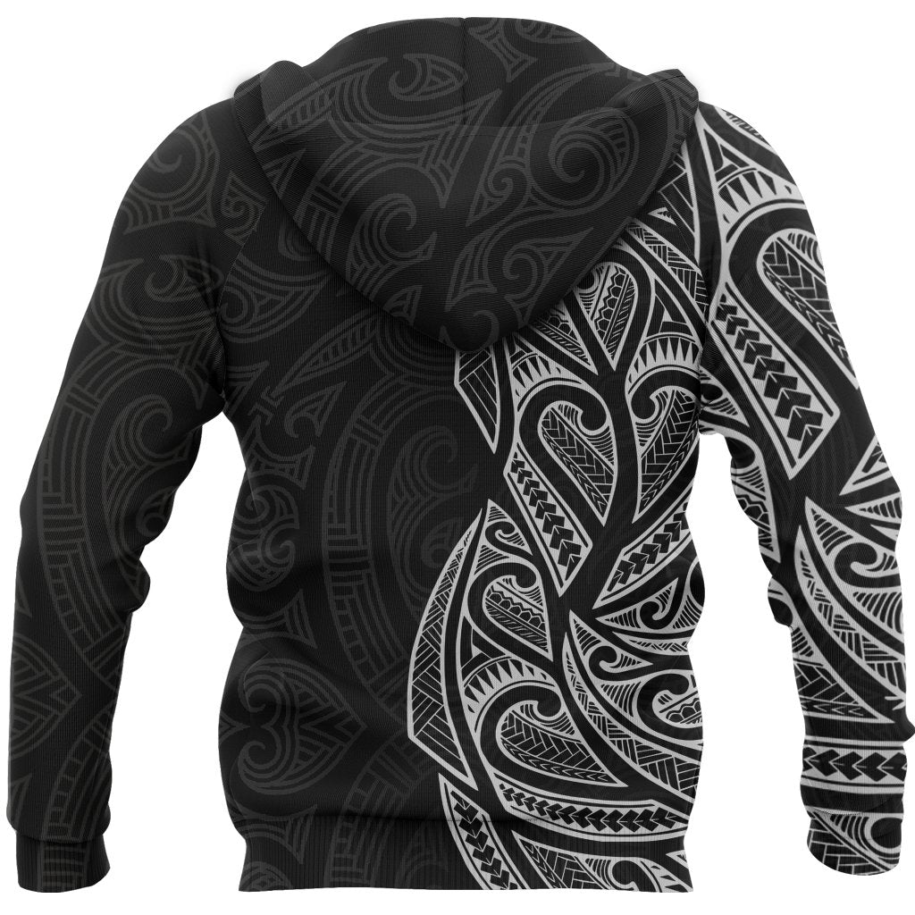 New Zealand Maori Hoodie, Ta Moko Tattoo Pullover Hoodie White